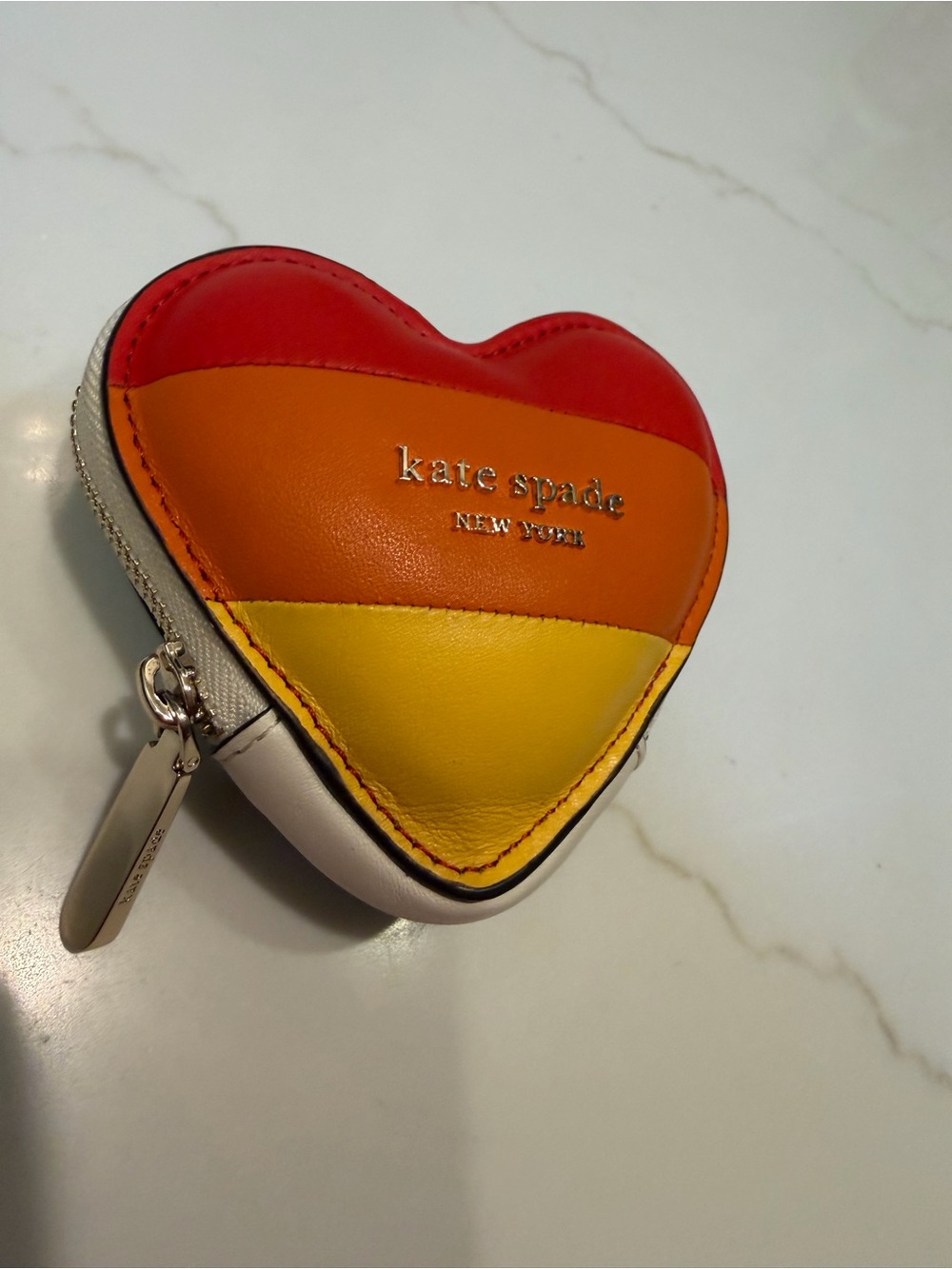 kate spade rainbow puffy Heart Coin Purse charm